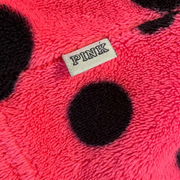 Victoria's Secret Bright PINK Women's XS Polka Dot Thick Soft Fleece Robe - Picture 6 of 16